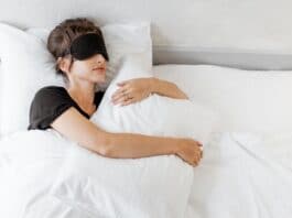 sleeping woman with eyemask